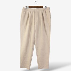 Zara Tan Seersucker Drawstring Pants Size L Stripe Pull On Stretch Waist Casual